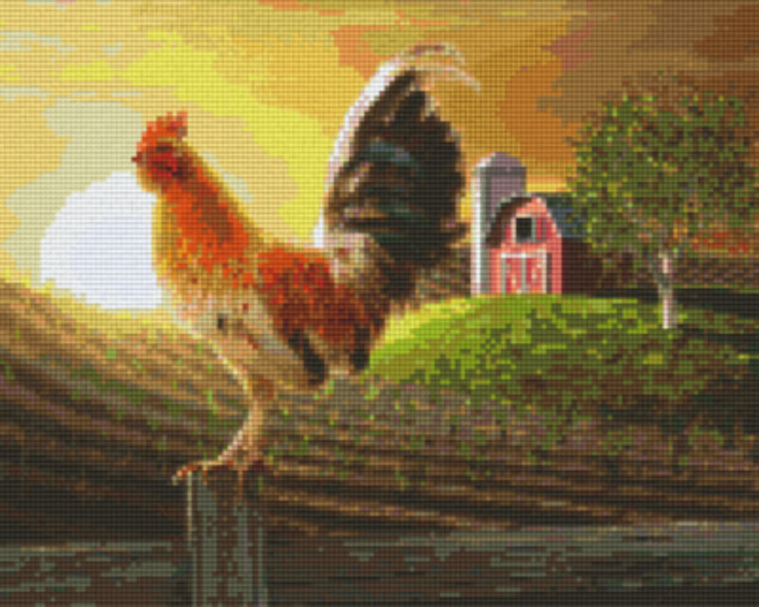 Rooster & Farmyard Nine [9] Baseplates PixelHobby Mini- mosaic Art Kit image 0